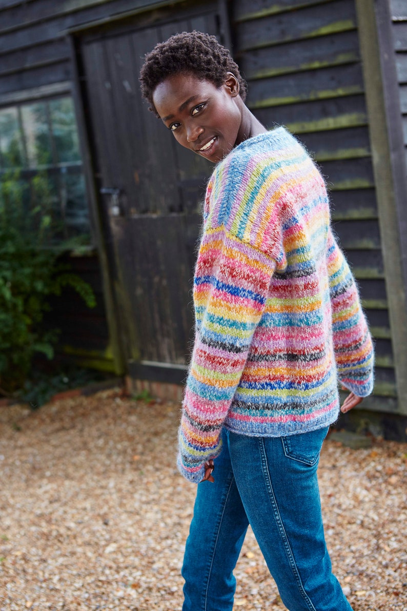 Women's Mohair Rainbow Knit Sweater Multicoloured Jumper Pastel Rainbow Pullover Handmade Super Soft Jumper Fair Trade Pachamama image 4