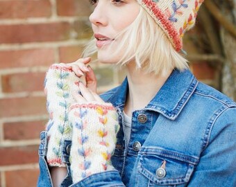 レディース刺繍ビーニー - 花柄刺繍ビーニー - 花柄刺繍ニット帽