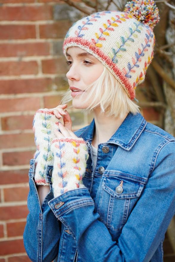 レディース刺繍ビーニー - 花柄刺繍ビーニー - 花柄刺繍ニット帽