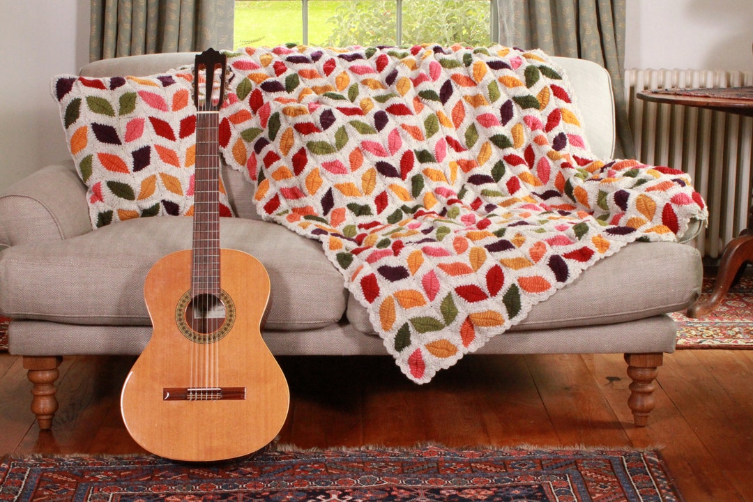 Patterned Throwa Crochet Leaf Throw: 100% Wool Blanket | Pachamama - Etsy