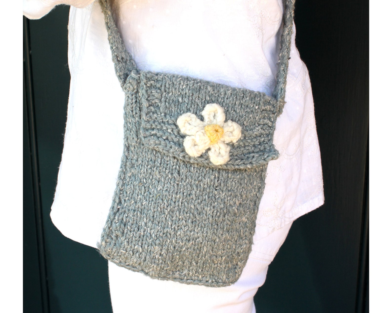 Hand Knitted Flower Bag Shoulder Bag Hand Knitted Handmade Etsy UK