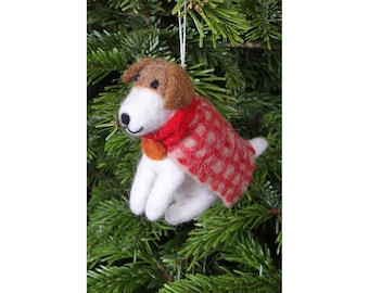 Hand Felted Airedale Dog Christmas Decoration, 100% Wool, Puppy Hanging Tree Ornament, Fair Trade, Cute Animal Design