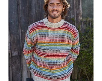 Rainbow Stripe Hand Knitted Jumper 