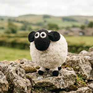 Sheep Decoration - Pom Pom Sheep Decoration - White Sheep - Grey Sheep - Lamb Figure - Animal Figurine - Fair Trade - 100% Wool - Pachamama