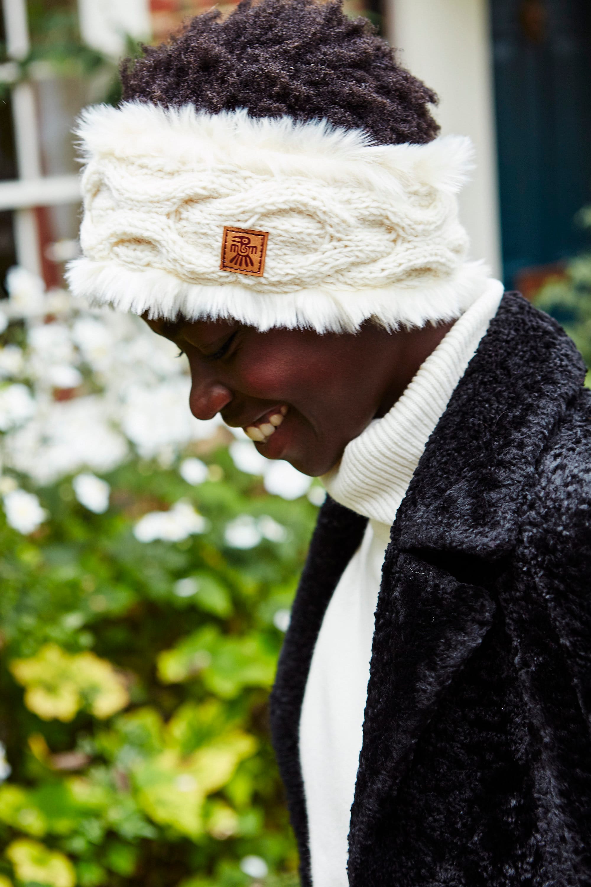 Women's Knitted Headband - Faux Fur Lining - Cable Knit - 100