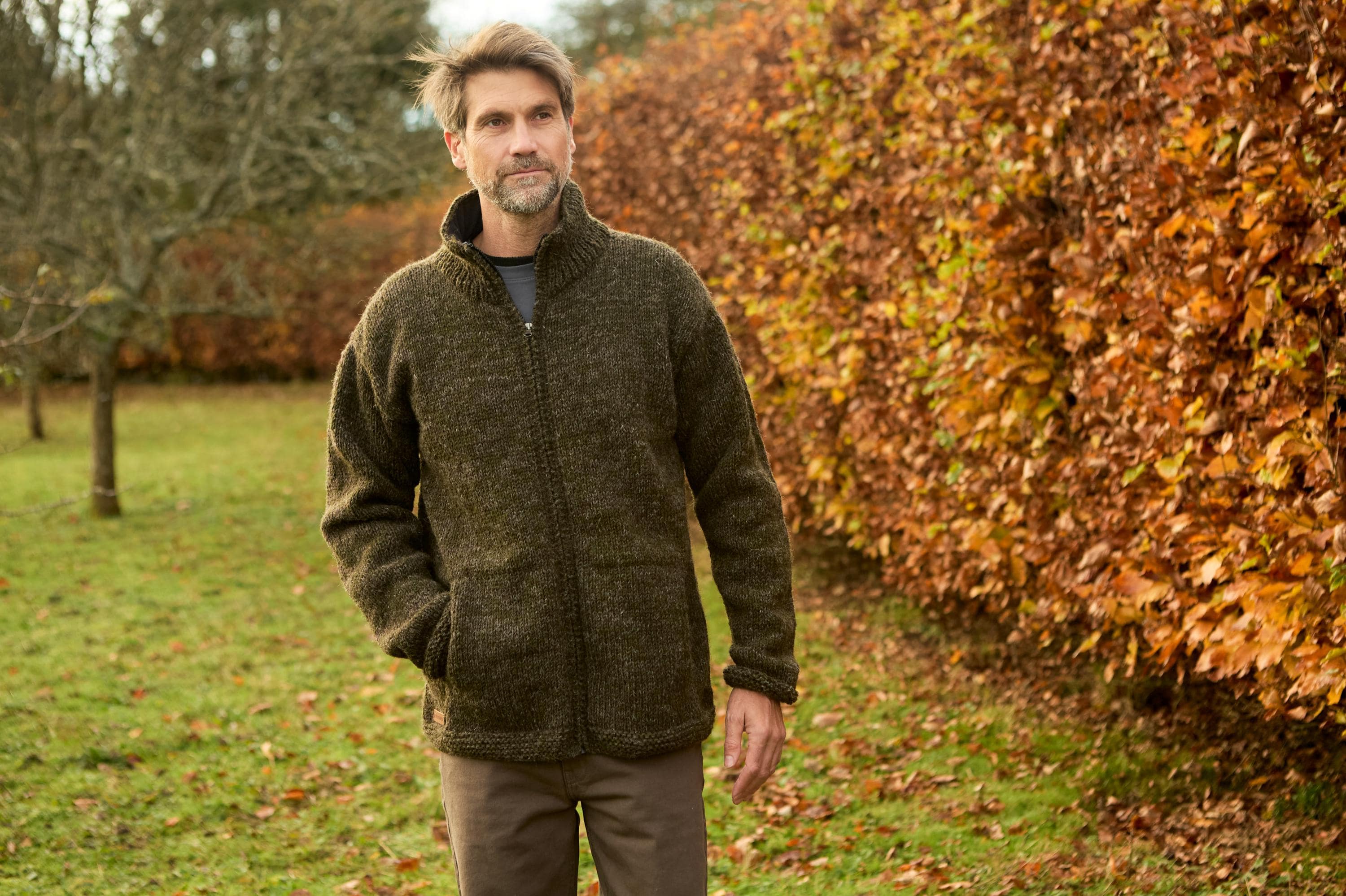 Men's Zip Jacket Moss - Mens Green Jacket - Mens Olive Zip up