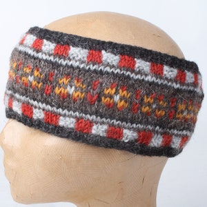 Fascia invernale da donna - 100% lana - Motivo azteco - Colori terrosi - Commercio equo e solidale - Moda sostenibile - Pachamama