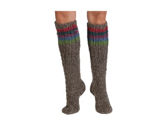 Hand Knitted Striped Welly Socks, 100% Wool, Fair Trade, Handmade, Country Living,  Cosy, Sofa, Bed,  Warm, Chunky Knit, Comfy, Stripy