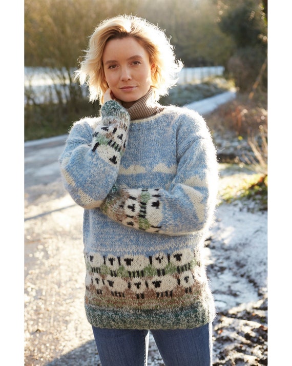 Women's Cosy Sheep Hand Knitted Jumper Wool Mohair Blend - Etsy