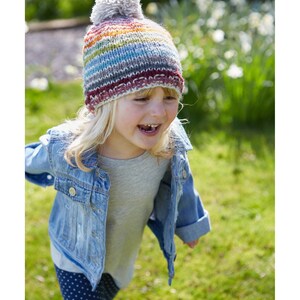 Kid's Rainbow Wool Bobble Beanie Hat Children's Multicoloured Mittens 100% Wool Headband Fleece Lined Fair Trade Pachamama image 8