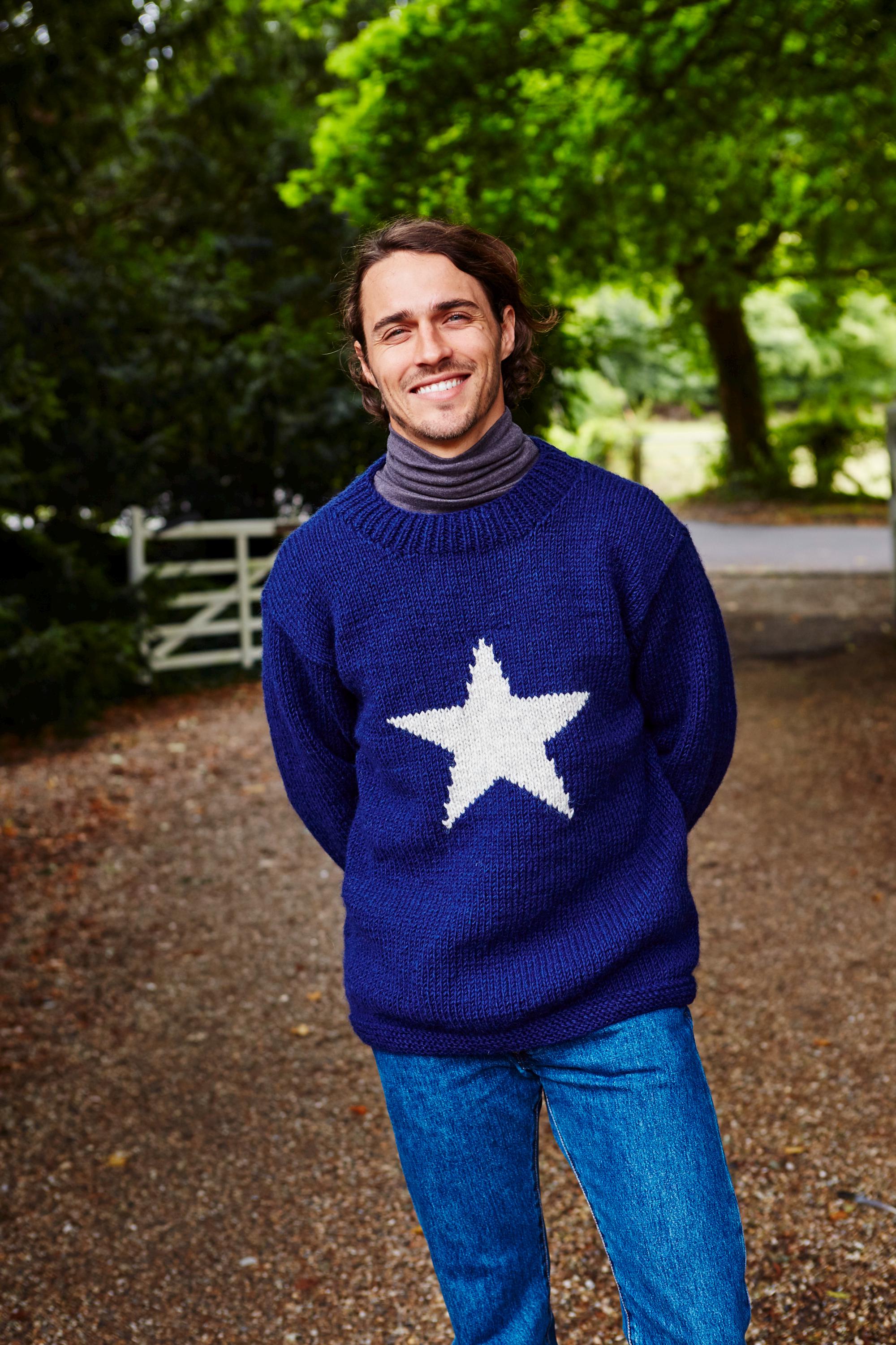 Women's and Men's Wool Sweater - Star Sweater - Navy Star
