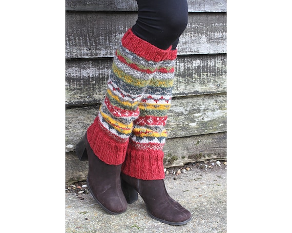 Leg Warmers From Nepal One Size 100% Wool Handmade Legwarmer 