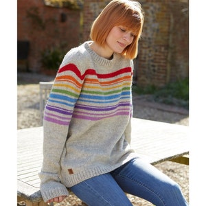 Womens Stripe Jumper 100% Wool Rainbow Jumper Winter Jumper Fair Trade Sustainable Fashion Pachamama image 5