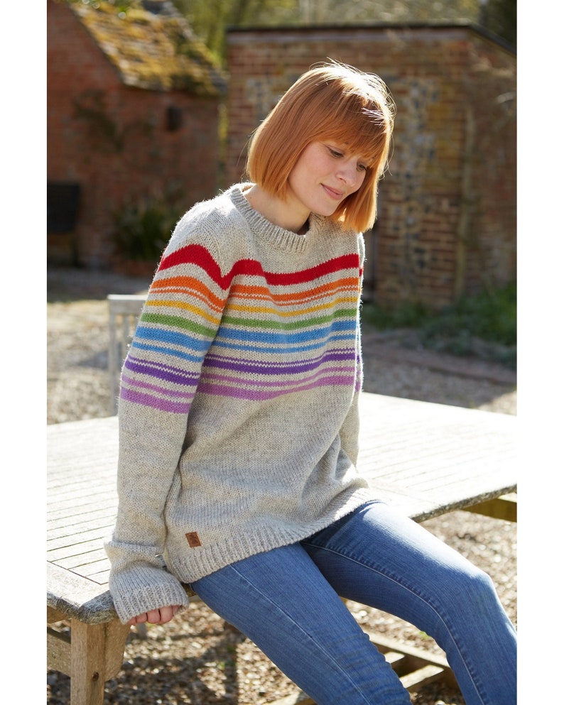 Womens Stripe Jumper 100% Wool Rainbow Jumper Winter Jumper Fair Trade Sustainable Fashion Pachamama image 5