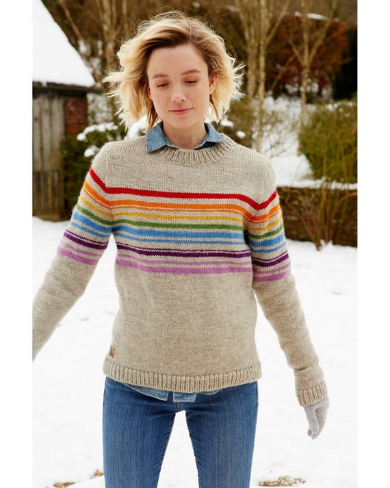 Jersey de rayas para mujer 100% lana Jersey arco iris Jersey de invierno  Comercio justo Moda sostenible Pachamama -  México