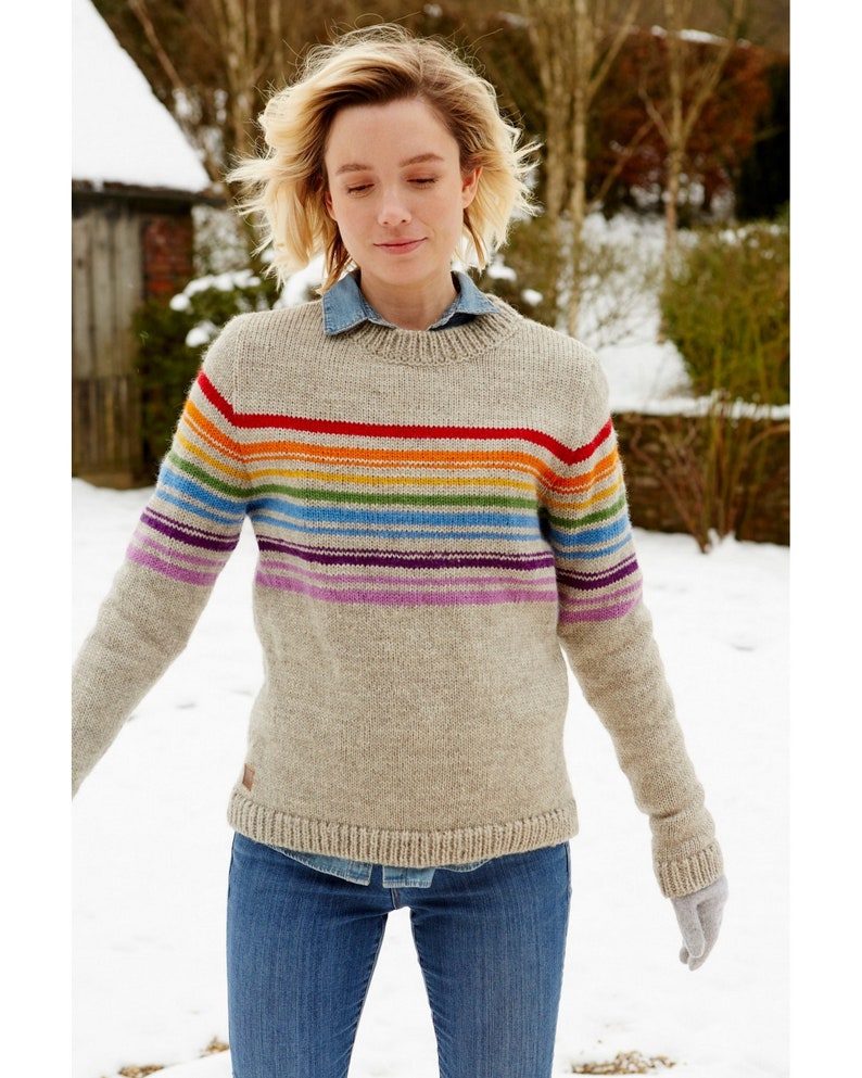 Womens Stripe Jumper 100% Wool Rainbow Jumper Winter Jumper Fair Trade Sustainable Fashion Pachamama image 9