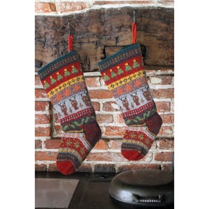Hand Knitted Traditional Christmas Stocking - Fair Isle Stocking - Festive Stocking - Knitted Stocking - Handmade Stocking - Pachamama