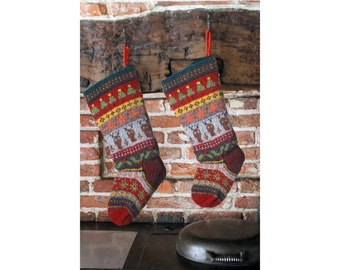 Hand Knitted Traditional Christmas Stocking - Fair Isle Stocking - Festive Stocking - Handknitted Stocking - Handmade Stocking - Pachamama