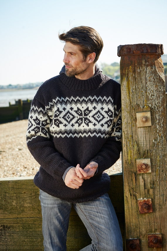 Men's Hand Knitted Sweater 100% Wool Hand Made Men's - Etsy India Men's Hand Knitted Sweater 100% Wool Hand Made Men's - Etsy India