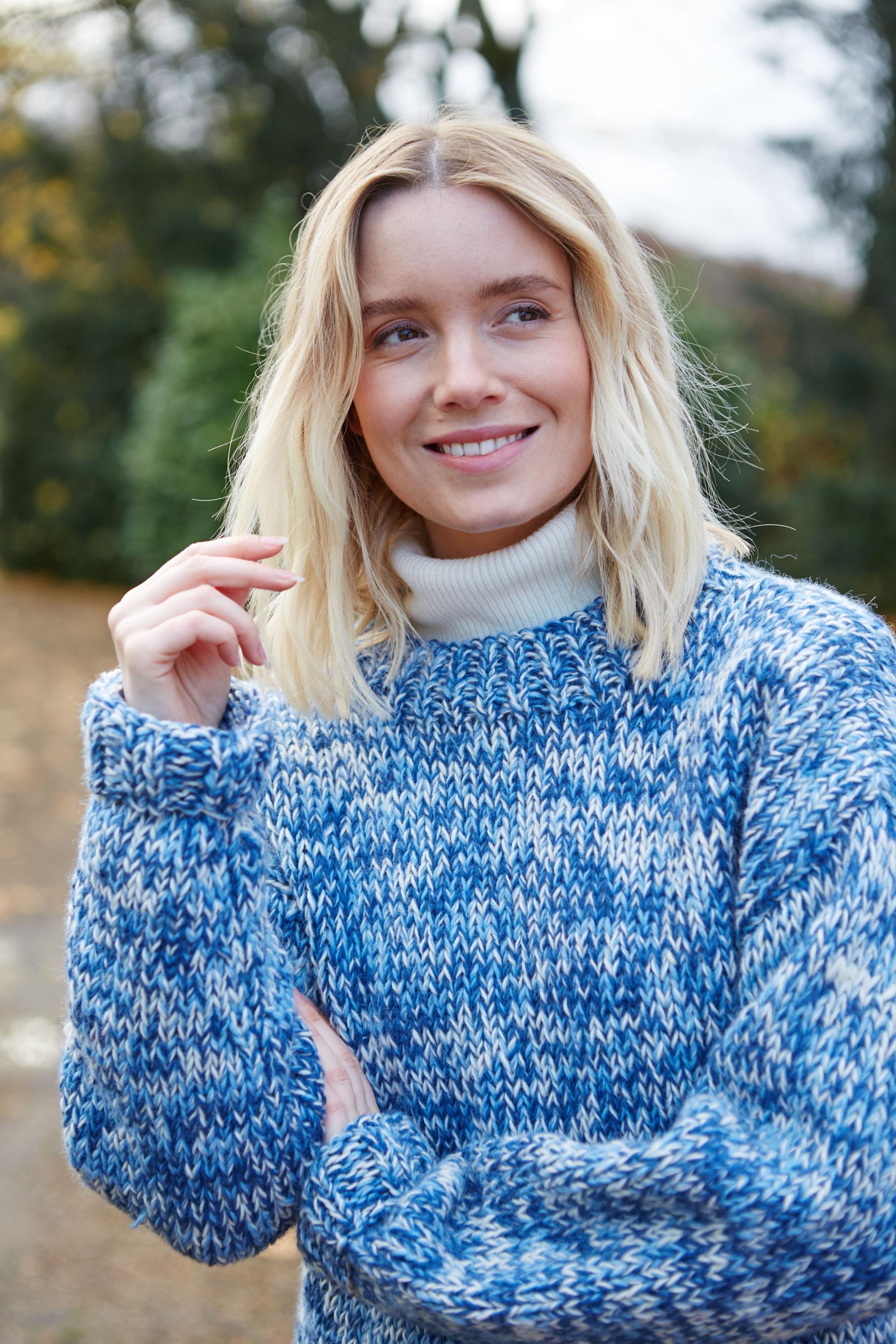 Women's Wool Sweater - 100% Wool - Salt and Pepper Design - Knitted ...