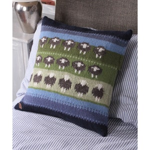 Funda de cojín de oveja Herdwick: patrón de punto con un bonito animal, cojín de punto de comercio justo.