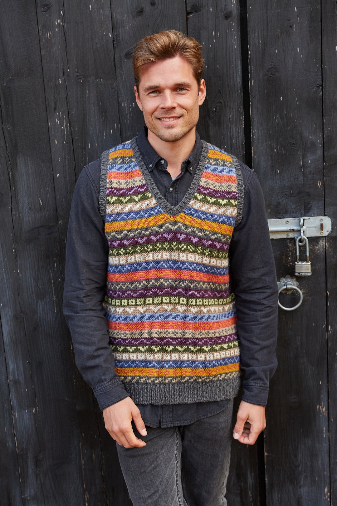Men's Knitted Green Fair Isle Tank Top: 100% Wool, Pachamama - Etsy