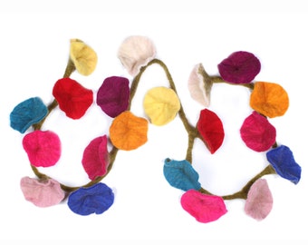 Fair Trade Hand Felted Flower Garlands - Colourful Flower Strings. Hand Made Flower Decorations, Home Decorations. Felt Floral Decoration