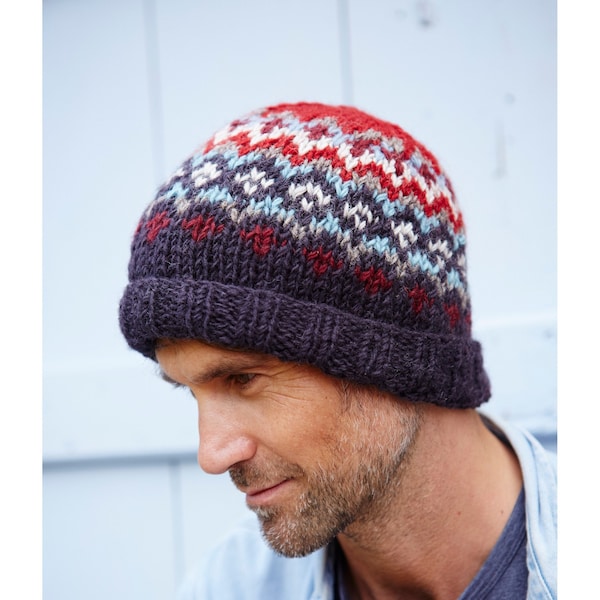 Bonnet tricoté à la main pour hommes, 100% laine, chapeau d’hiver chaud, couleurs naturelles, doublé polaire, commerce équitable