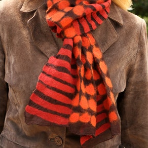 Women's Hand Felted Scarf Spots and Stripes Soft Scarf for Spring and Summer Merino Wool & Chiffon Pachamama image 9