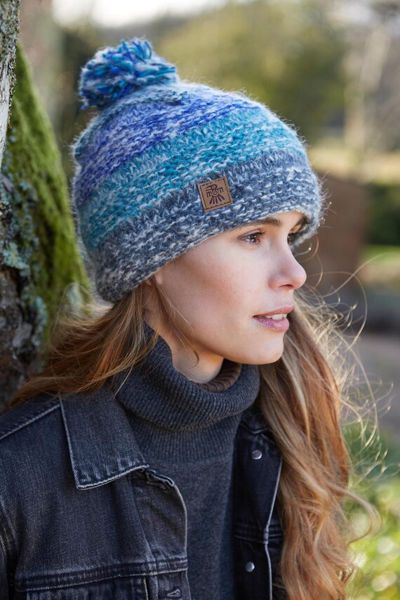 Fair Trade Knit Hat - Knitted Bobble Beanie - Warm Woolly  display picture 2
