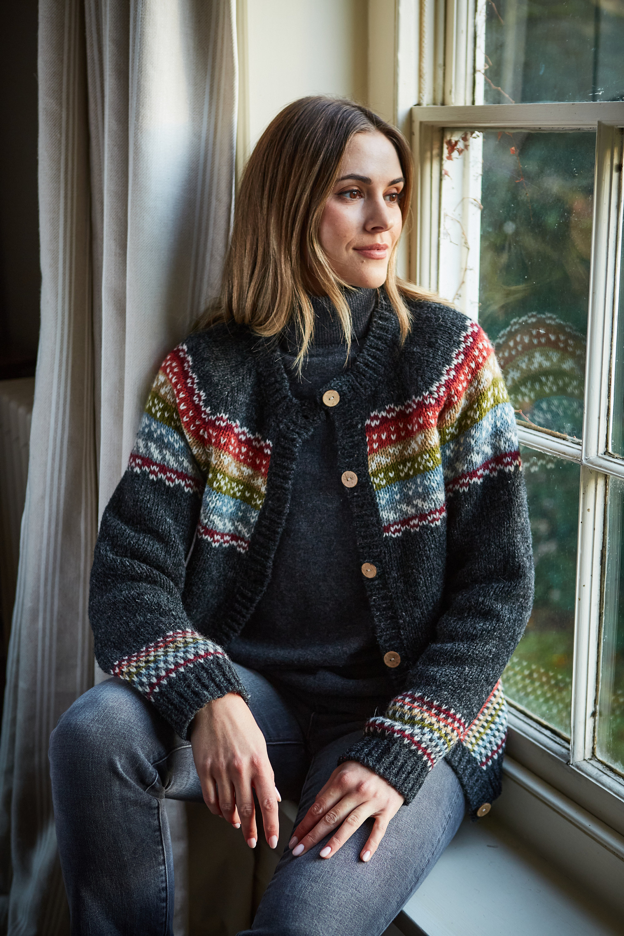 Womens Fair Isle Cardigan - Multicoloured Cardigan- Handmade