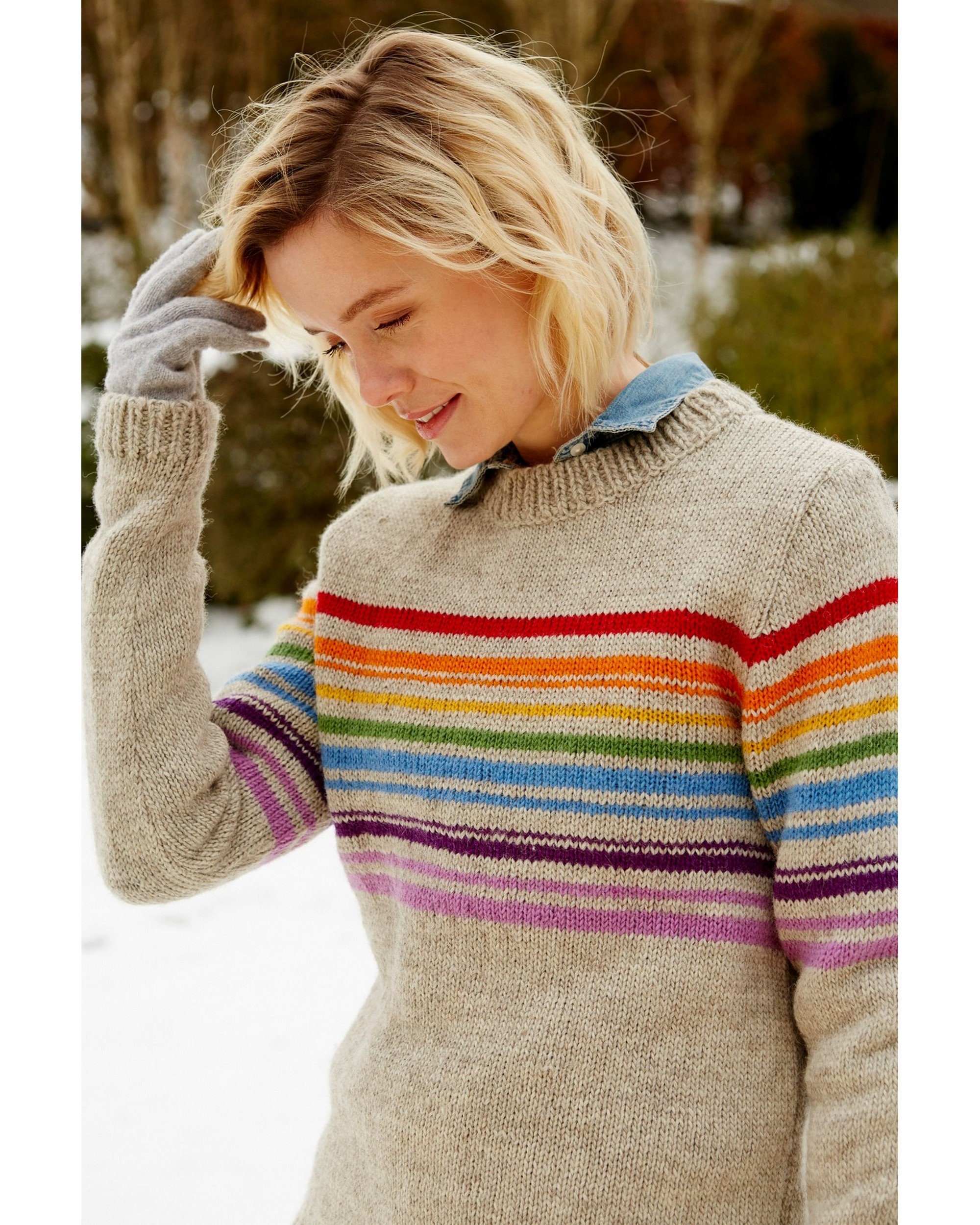 Pull à rayures pour femme 100 % laine Pull arc-en-ciel Pull d'hiver  Commerce équitable Mode durable Pachamama -  France