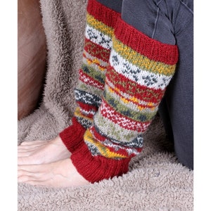Women's Knitted Wool Legwarmers Fair Isle Legwarmers Knitted Legwarmers 100% Wool Handmade Unlined Pachamama image 9