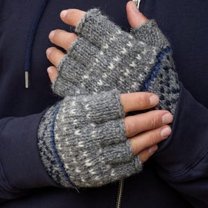 Fair Isle gebreide vingerloze handschoenen heren: 100% wol | Pachamama