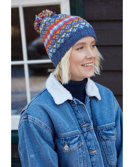 Women's Hand Knitted Denim Fair Isle 