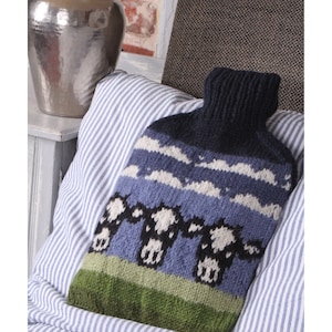 Handmade Cow Hot Water Bottle, 100% Wool, Fair Trade, Includes 2L Hot Water Bottle, Cosy Winter Warmer, Dairy Coo Design, Cute Farmyard Gift