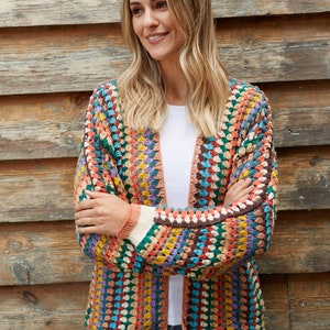 Crochet Cotton Cardigan Bright Colourful Cardi Hand Crocheted Cardigan 100% Cotton Sustainable Clothing Slow Fashion Pachamama image 4