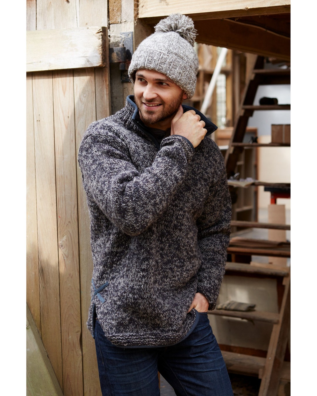 Men's Half Zip Charcoal Sweater - Mens Black Jumper - Mens Men's Half Zip Charcoal Sweater - Mens Black Jumper - Mens