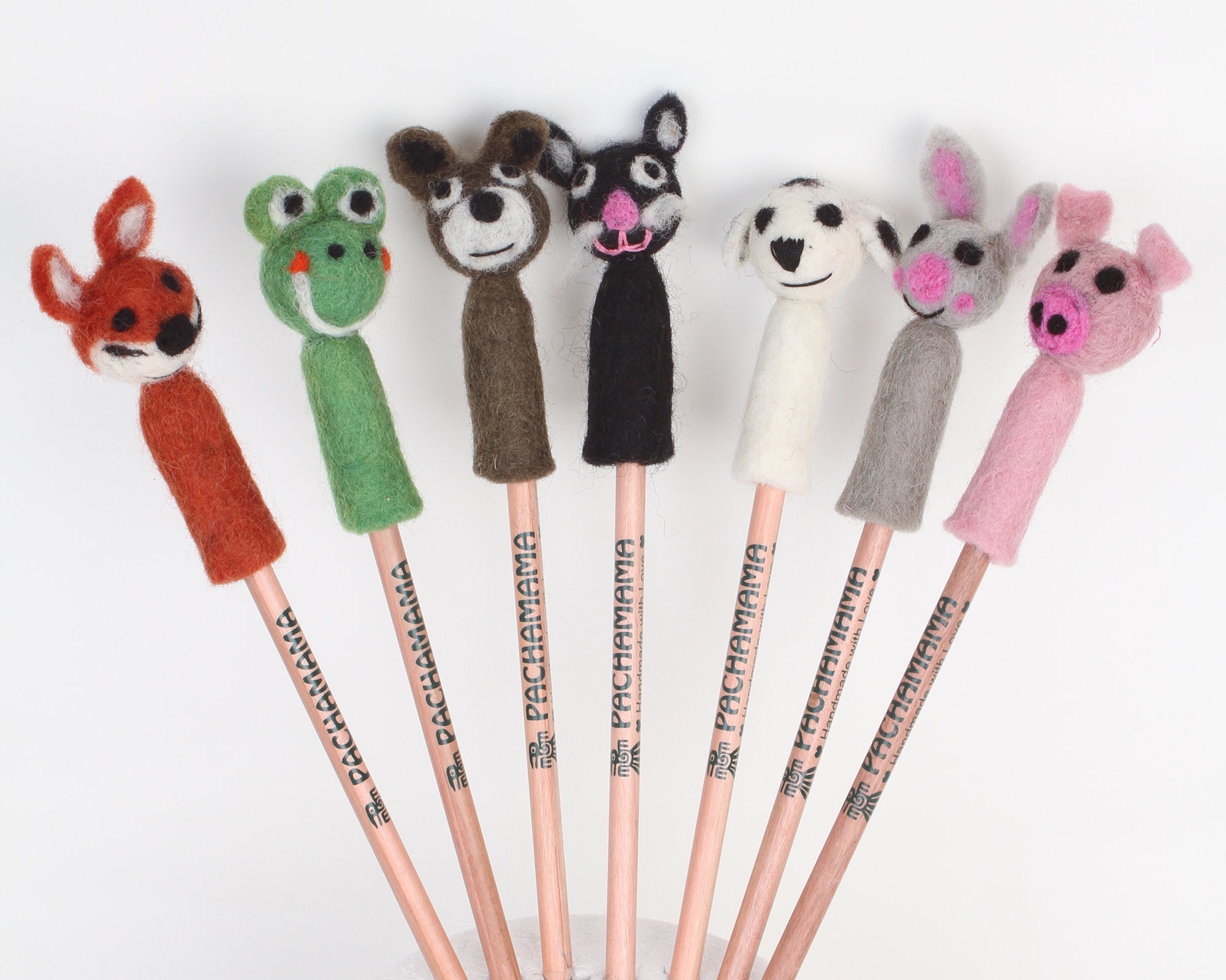 toppers de crayon laine feutre 100 % fait à la main, dessus animaux, chien, chat, ours, lapin, renard, népalaise, école et bureau, inclus