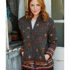 Flower Motif Knit Zip Jacket CYE0016