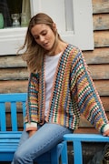 Crochet Cotton Cardigan - Bright Colourful Cardi - Hand Crocheted Cardigan - 100% Cotton - Sustainable Clothing - Slow Fashion - Pachamama