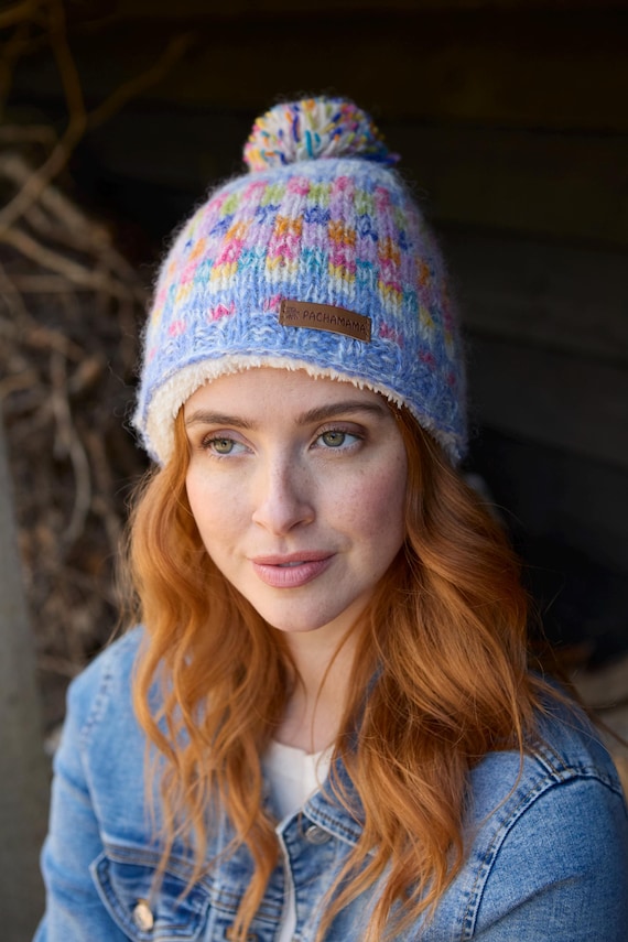 Womens Pastel Fair Isle Bobble Beanie Fair Isle Winter Hat