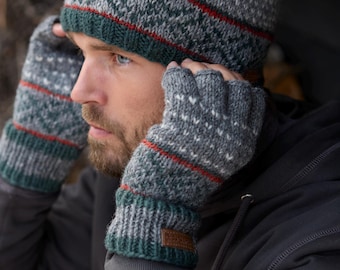 Men's Knitted Beanie Fair Isle Beanie Subtle Pattern Men's