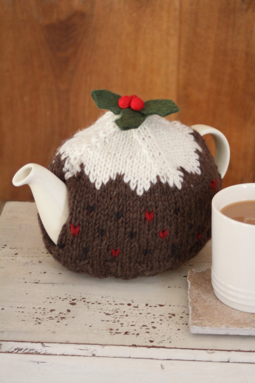 Hand Knitted Christmas Pudding Tea Cosy, 100 Wool, Fleece Lined, Fair Trade, Festive Gift Etsy UK