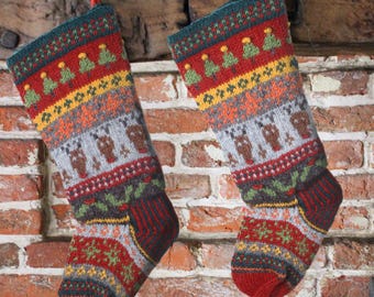 Traditional Knitted Christmas Stocking: 100% Wool | Pachamama