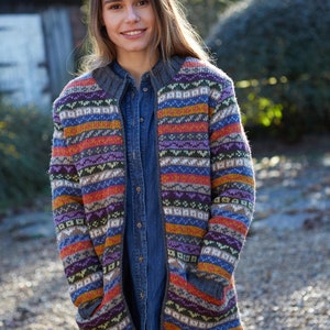 Fair Isle Hooded Knit Jacket
