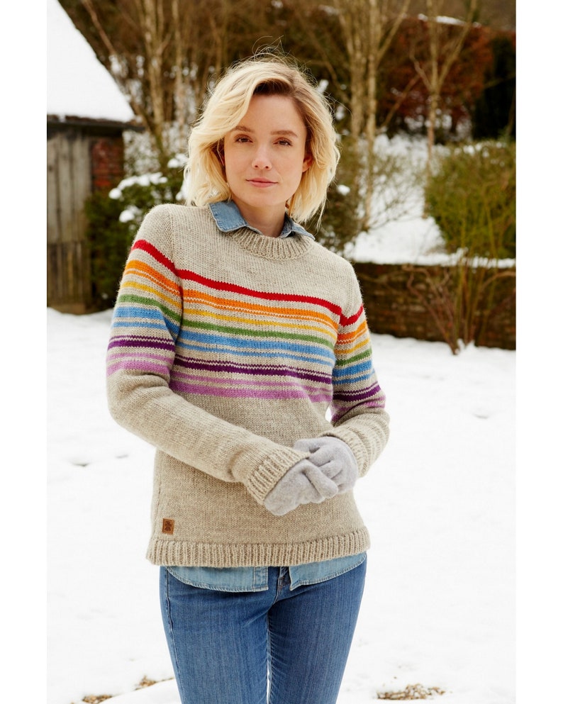 Womens Stripe Jumper 100% Wool Rainbow Jumper Winter Jumper Fair Trade Sustainable Fashion Pachamama image 7