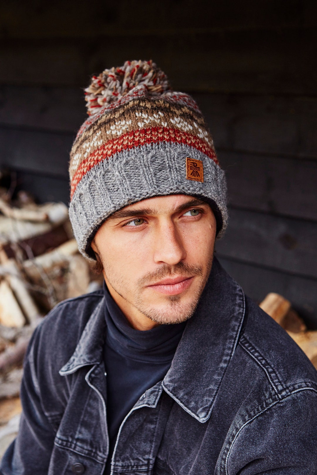 Fair Isle Pom Pom Hats For Guys Winter Beanie Mens Designer
