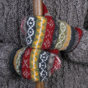 Women's Knitted Mittens Fleece Lined Mittens Fair Isle Gloves 100% Wool Fairisle Mitts Warm Woolly Gloves Handmade Pachamama image 7
