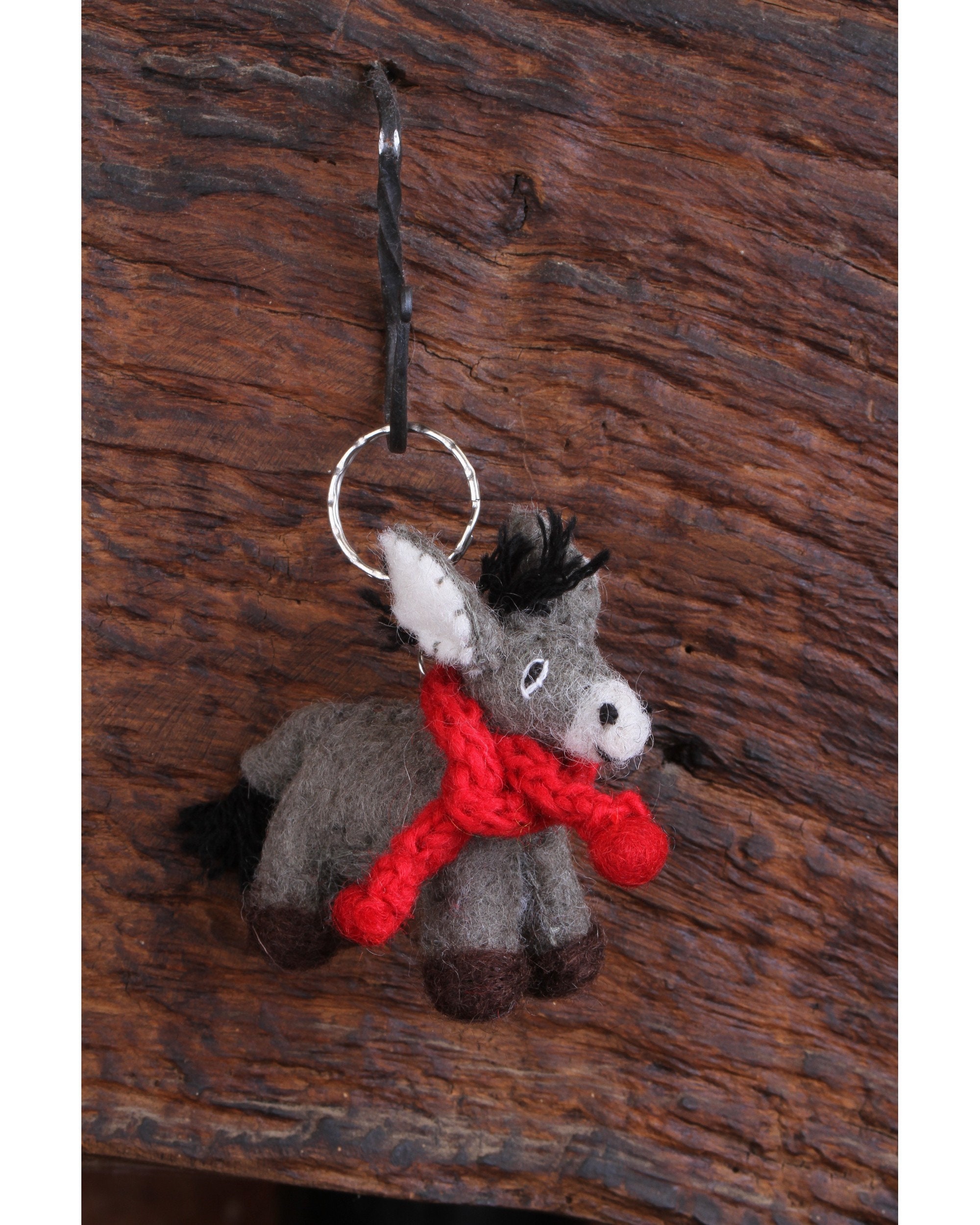 Felt Donkey Keyring Hand Felted Grey Donkey Keychain Cute Etsy
